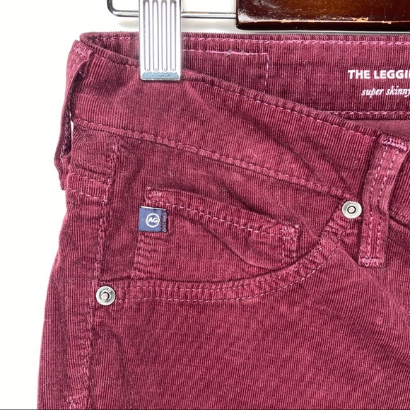 AG - Adriano Goldschmed Maroon Corduroy 'The Legging Super Skinny' Mid-Rise Pant - Picture 9 of 16